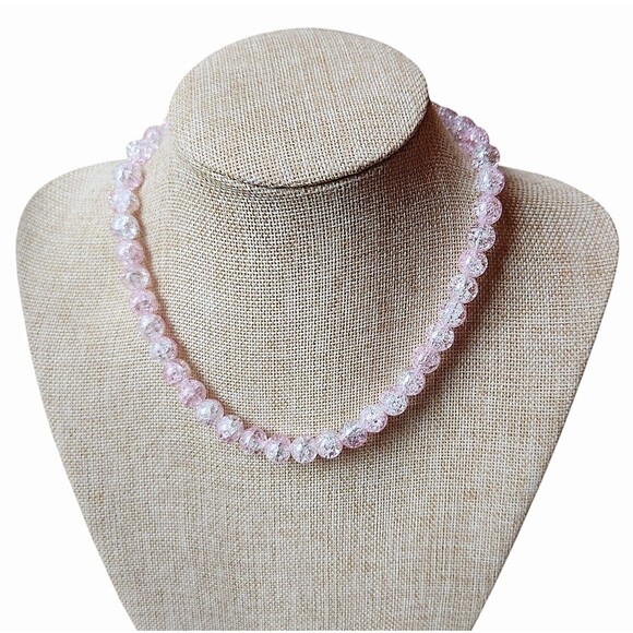 Joan Rivers Signed Crackle Acrylic Single Strand Necklace 19 Inches - Picture 7 of 7